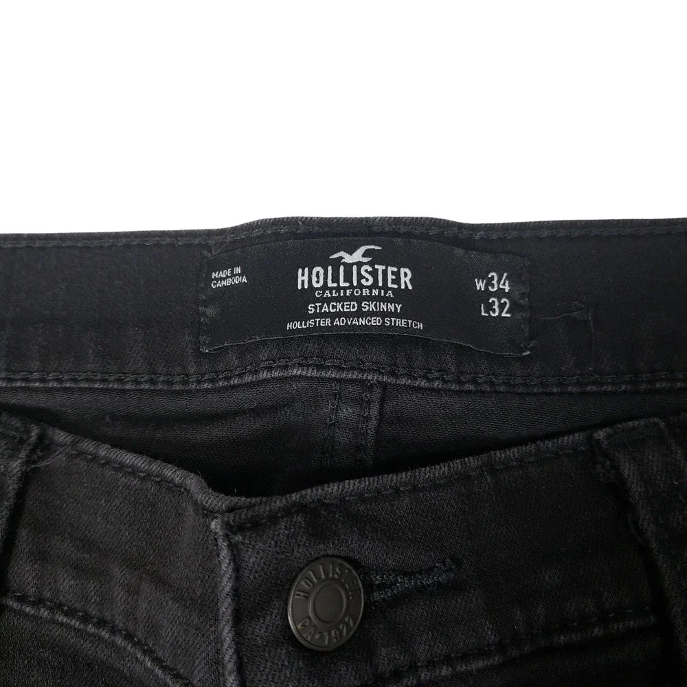 Hollister Mens Stacked Skinny Advanced Stretch Black Jeans 34x32 Denim Pants